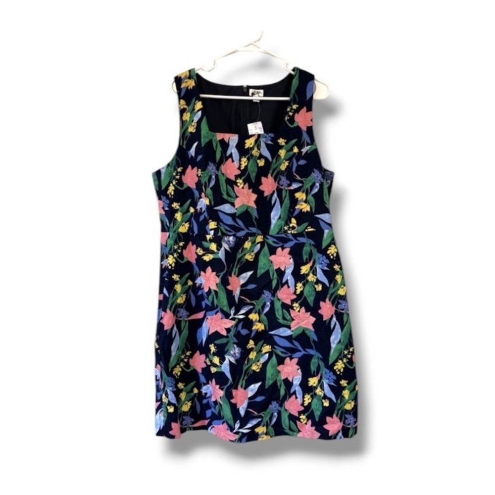 J. Crew Floral Sleeveless Sheath Dress Navy Botanical Women's Size 18 Summer NWT